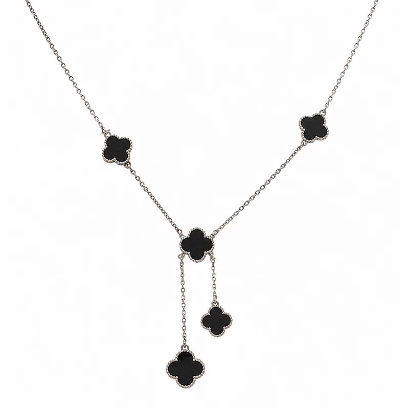 925 silver black clover drop necklace 925 silver black clover drop necklace